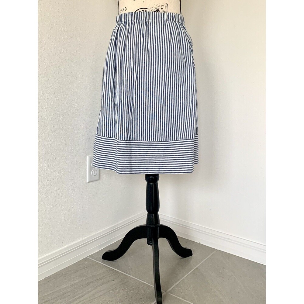 J Crew Mid Length A Line blue Striped Linen Skirt
